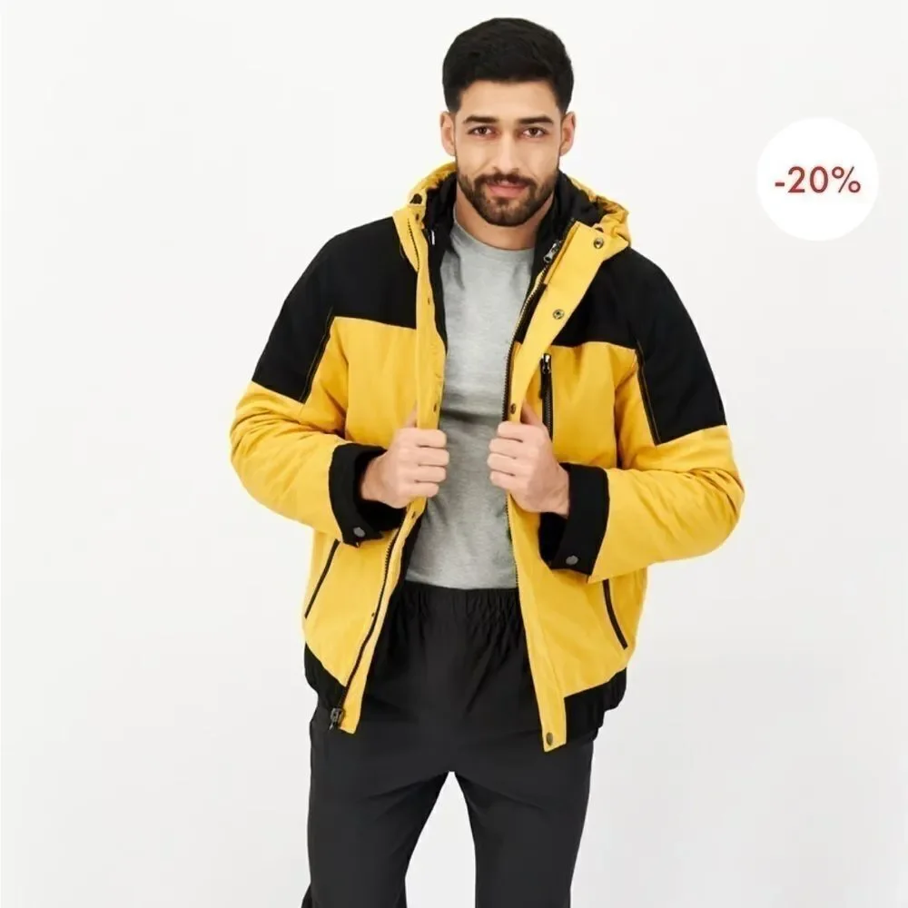 NWT Club Room Men Hooded Long Sleeve Parka Jacket, Yellow XXL jacket, coat